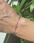 Watermelon Tourmaline + Light Pink Beaded Bracelet