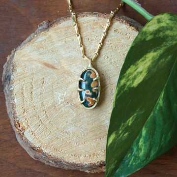 Seafloor Treasure Pendant - Brass + Ocean Jasper