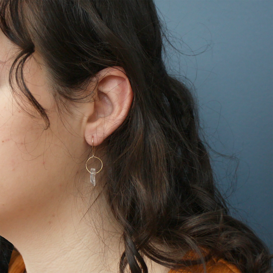 Quartz Birthstone Earring - Gold-Fill + Quartz