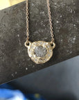 Rough Diamond Halo Pendant - 14k Gold + Diamonds