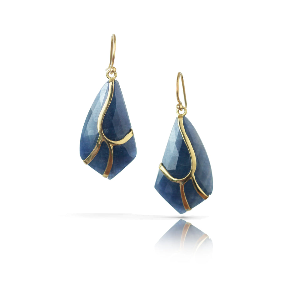 OOAK Butterfly Earrings - 18k Gold + Blue Sapphire