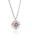 Lotus Cushion Pendant - Diamond + Sterling Silver