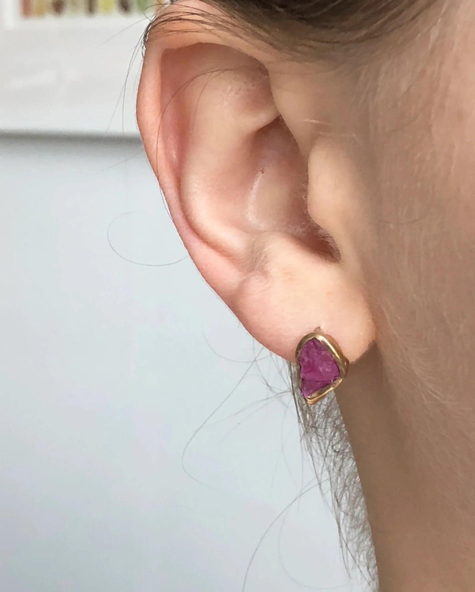 Sea Star Studs- Ruby, Brass + Sterling Silver - KMJ Emilie Shapiro Jewelry - Earrings