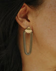Serpentine Earrings - Oxidized Brass + Sterling Silver