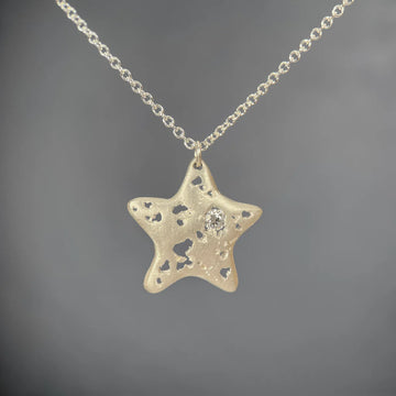 Shadow Starfish Necklace - Silver + Diamond