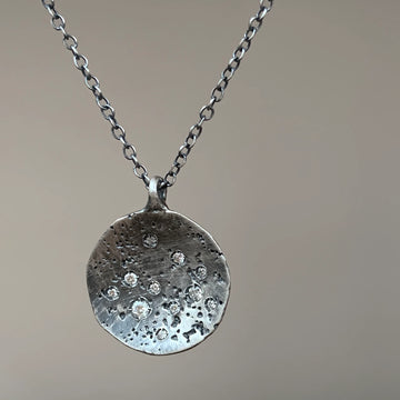 Small Rock Scatter Necklace - Silver + Diamonds