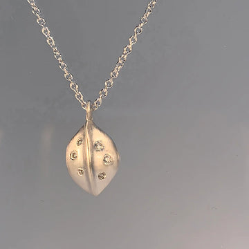 Split Leaf Necklace - Silver + Diamonds