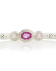 Oval + Round Charm Ring - Sterling Silver, Pink Sapphire + Diamond