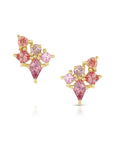 Sunset Cluster Earrings - 18ky Gold, Pink & Orange Sapphires, Malaya Garnets + Pink Diamonds