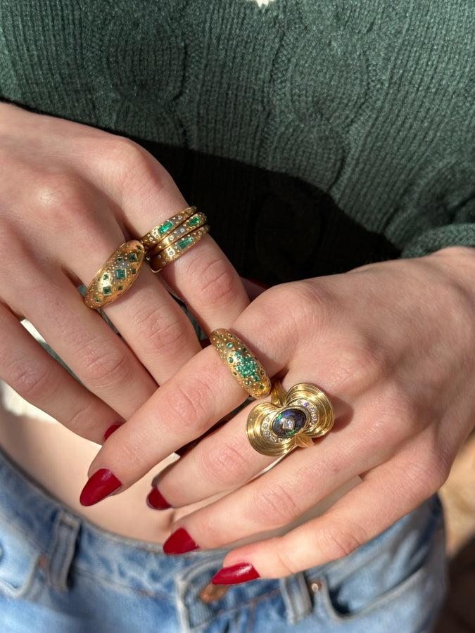 Emerald Stacking Ring - 18k Gold