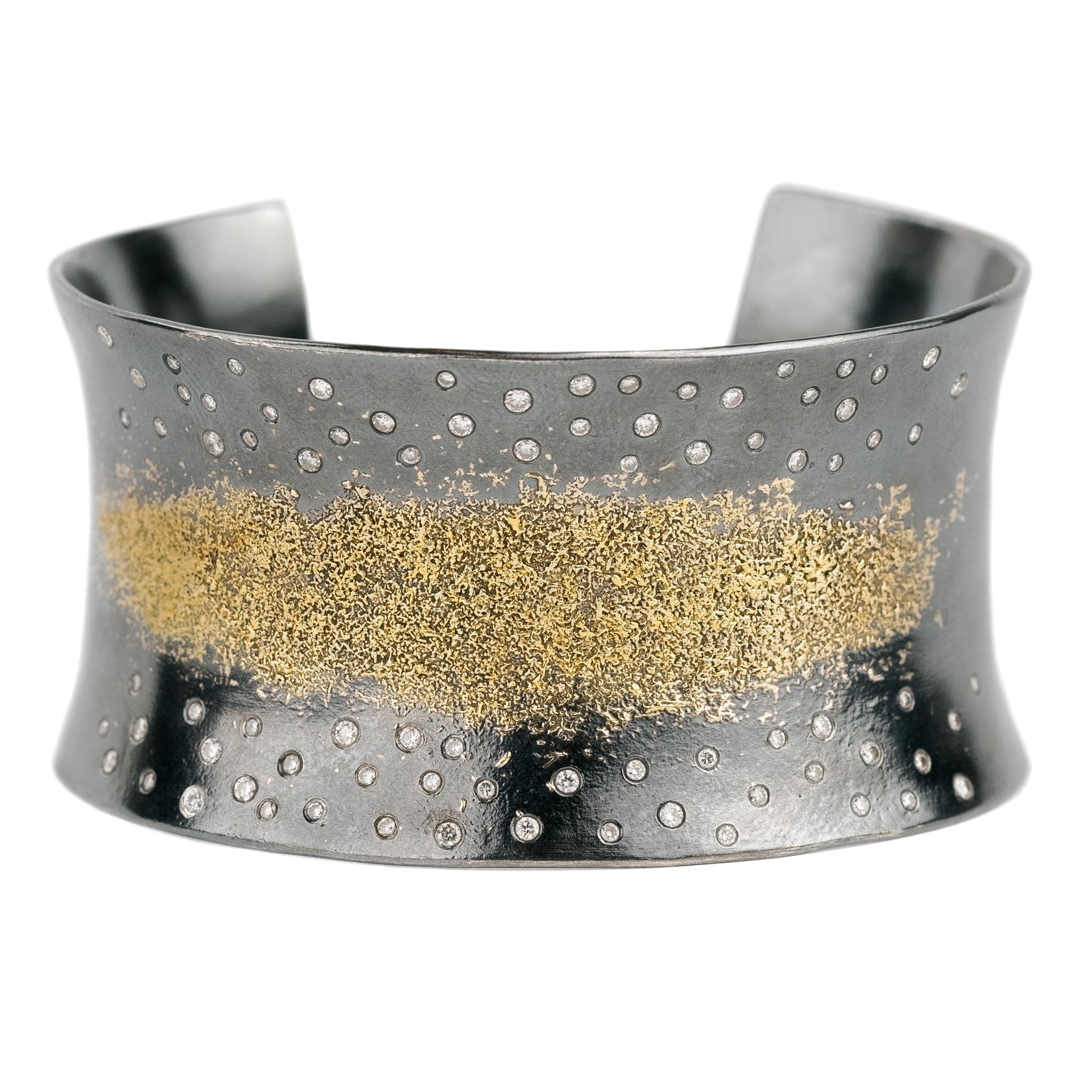 Breezy Bop Cuff - 22k Gold Dust, Oxidized Argentium Silver + Reclaimed Diamonds - KMJ Kate Maller Jewelry Jewelry - Bracelets
