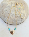 Heart Necklace - 14k Gold Fill + Turquoise