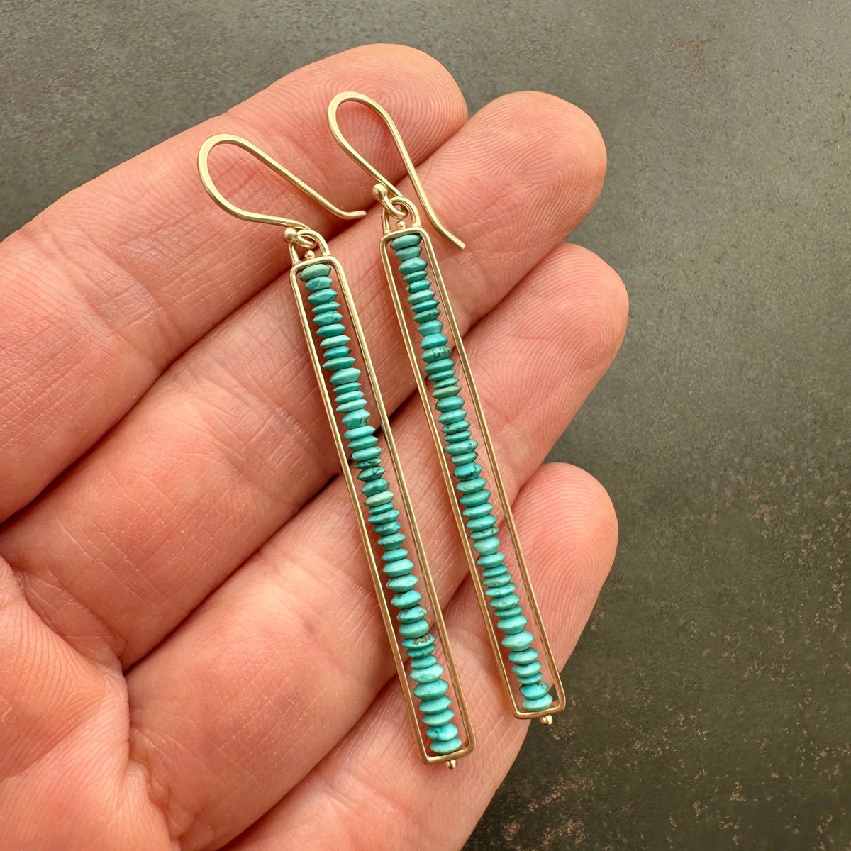 Persian Turquoise Beaded Stick Earrings - KMJ Hilary Finck Jewelry - Earrings