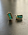 Captured Persian Turquoise Box Studs - 14k Gold + Persian Turquoise