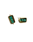 Captured Persian Turquoise Box Studs - 14k Gold + Persian Turquoise