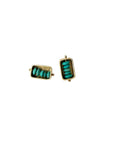 Captured Persian Turquoise Box Studs - 14k Gold + Persian Turquoise