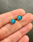 Turquoise Cushion Studs - 18k Gold + Turquoise