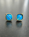 Turquoise Cushion Studs - 18k Gold + Turquoise