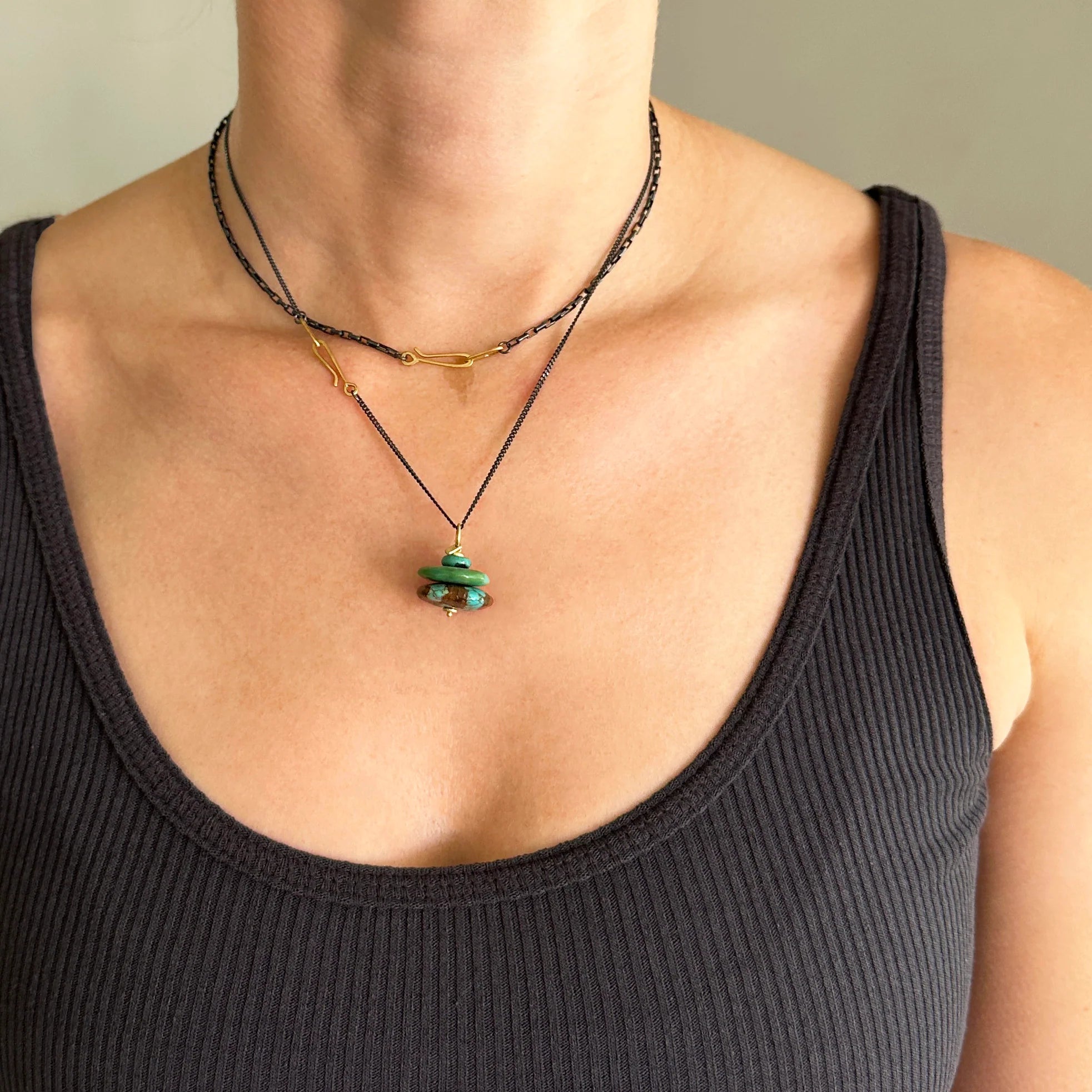 Turquoise Cairn Pendant - 18k Gold