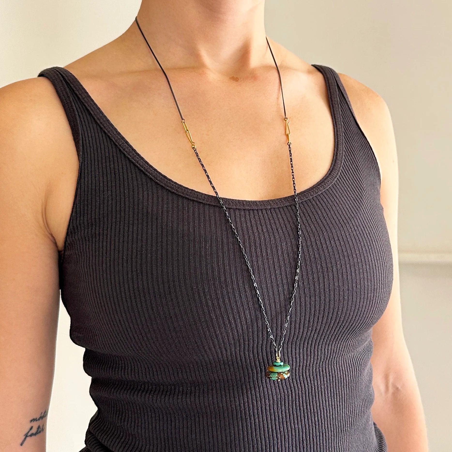 Turquoise Cairn Pendant - 18k Gold
