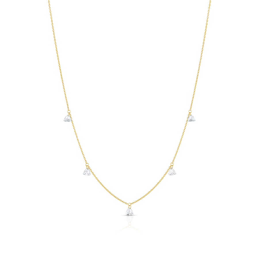 Floating Trillion Necklace - 18k Gold + Diamonds