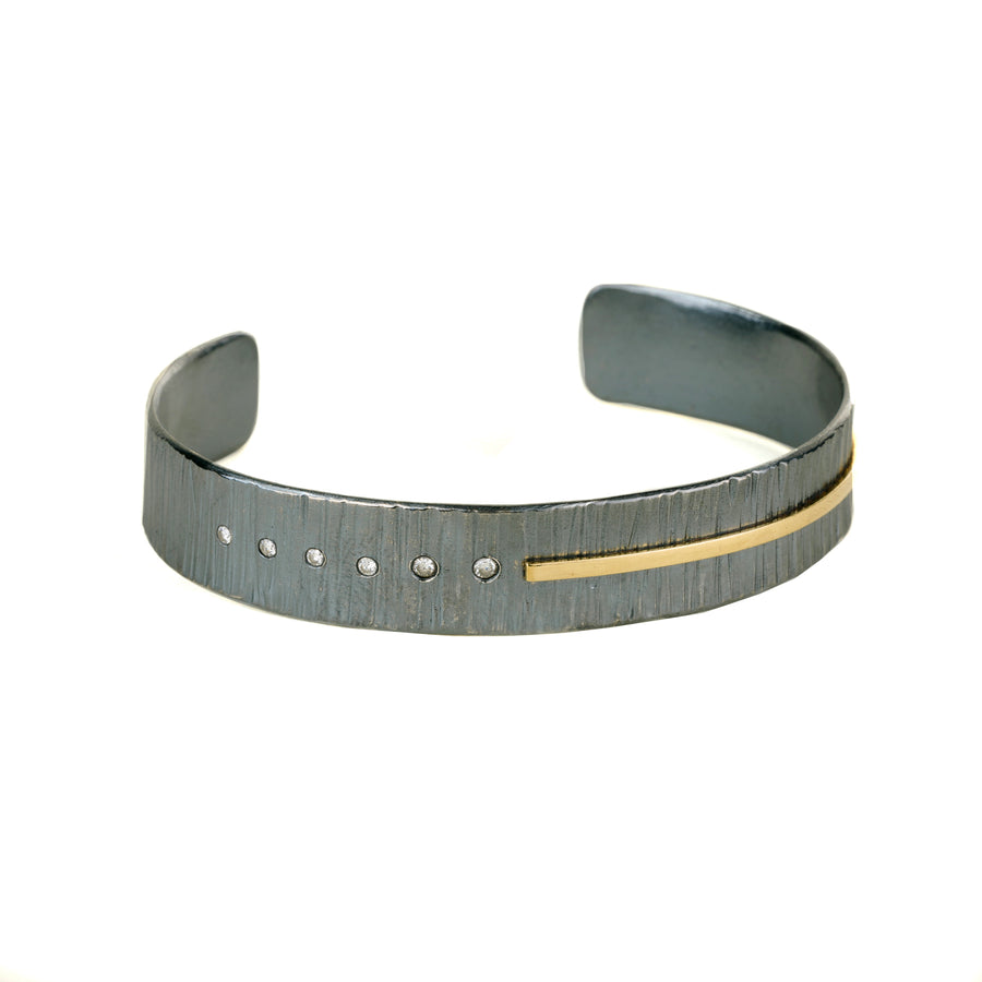 Classic Aspen Cuff - 18k gold, Oxidized Silver + Reclaimed Diamonds