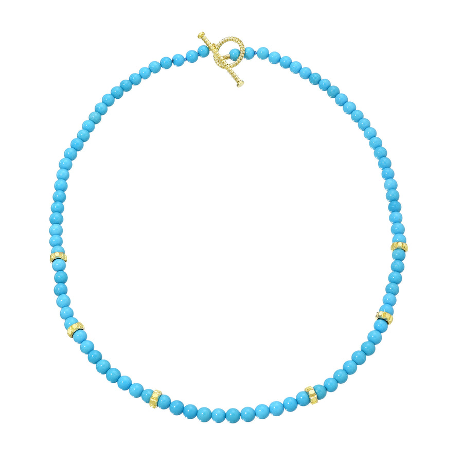 Sleeping Beauty Bead Necklace - 18k Gold + Sleeping Beauty Turquoise