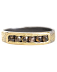 Champagne Black + Gold Channel Ring - 18k Gold, Oxidized Silver + Champagne Diamonds