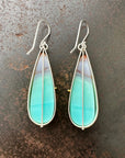 Captured Opalized Wood Teardrop Earrings - 18k/14k Gold + Sterling Silver
