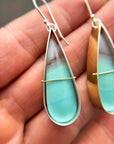 Captured Opalized Wood Teardrop Earrings - 18k/14k Gold + Sterling Silver
