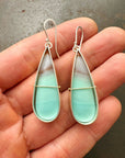 Captured Opalized Wood Teardrop Earrings - 18k/14k Gold + Sterling Silver