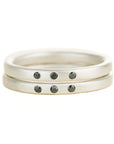 The Jane Stack Rings - Matte Silver + Black Diamonds
