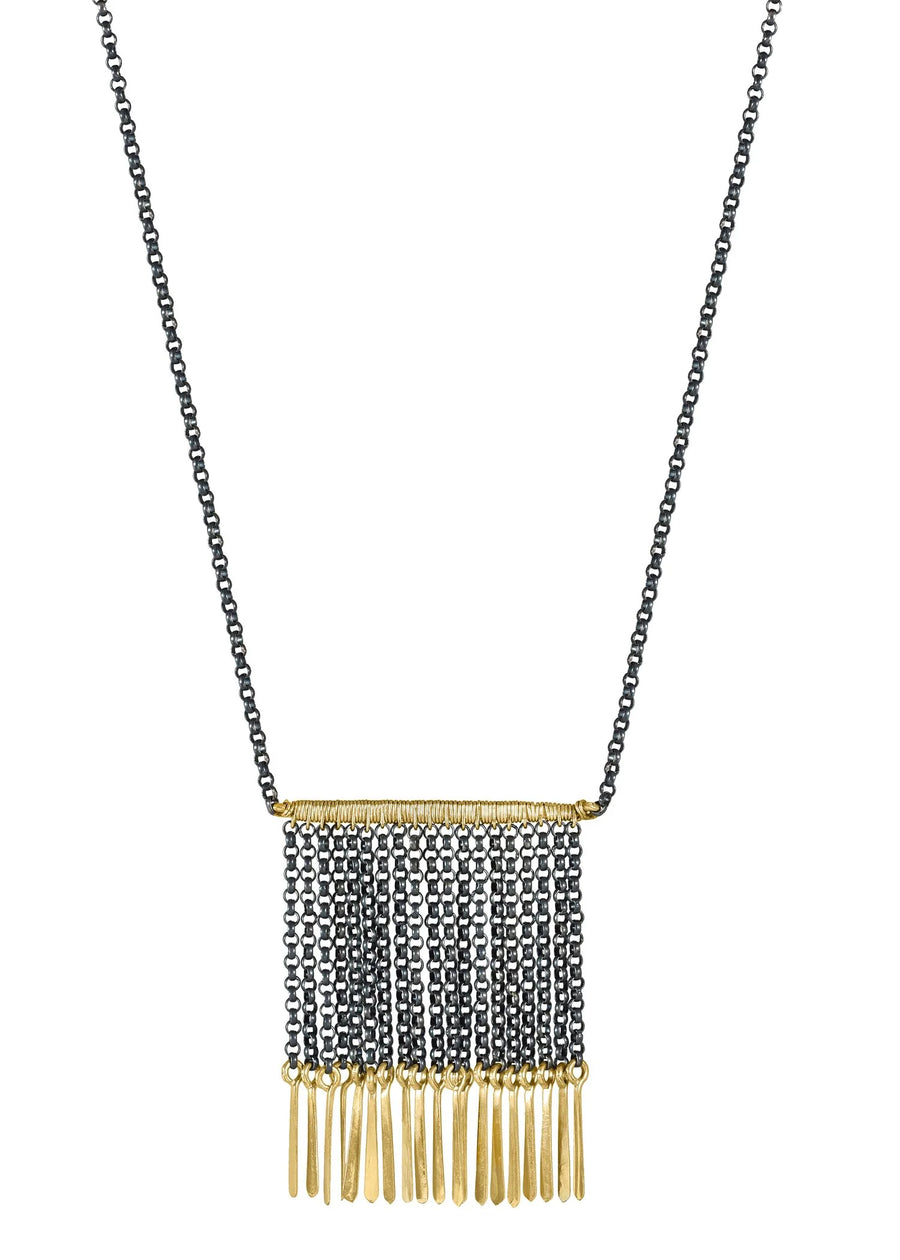 Show Time Necklace - Oxidized Silver + 14k Gold Fill