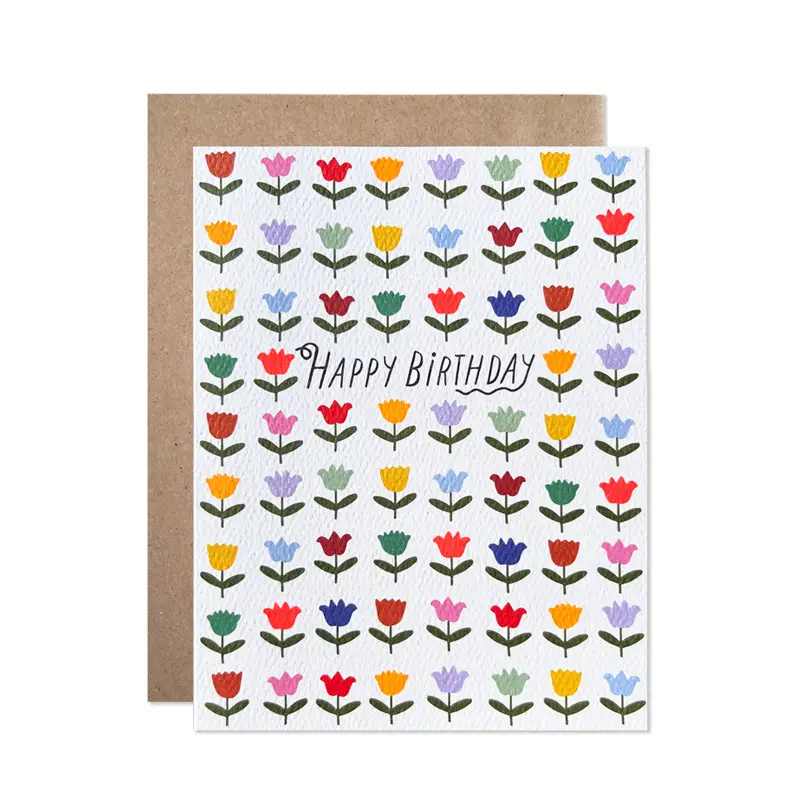Happy Birthday Rainbow Tulips Card
