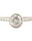 Legacy Diamond Ring - Salt + Pepper Brilliant Cut Diamond set in 14kpw Gold with a Smooth Bezel + Flush Set VS side Diamonds