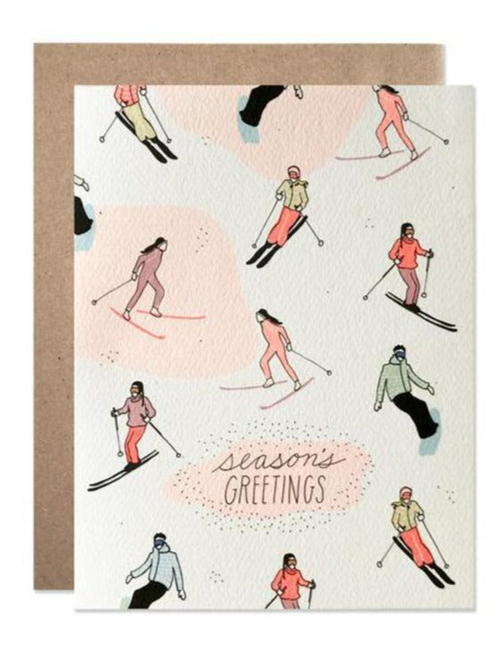 Season's Greeting Skiing - pack of 8 cards