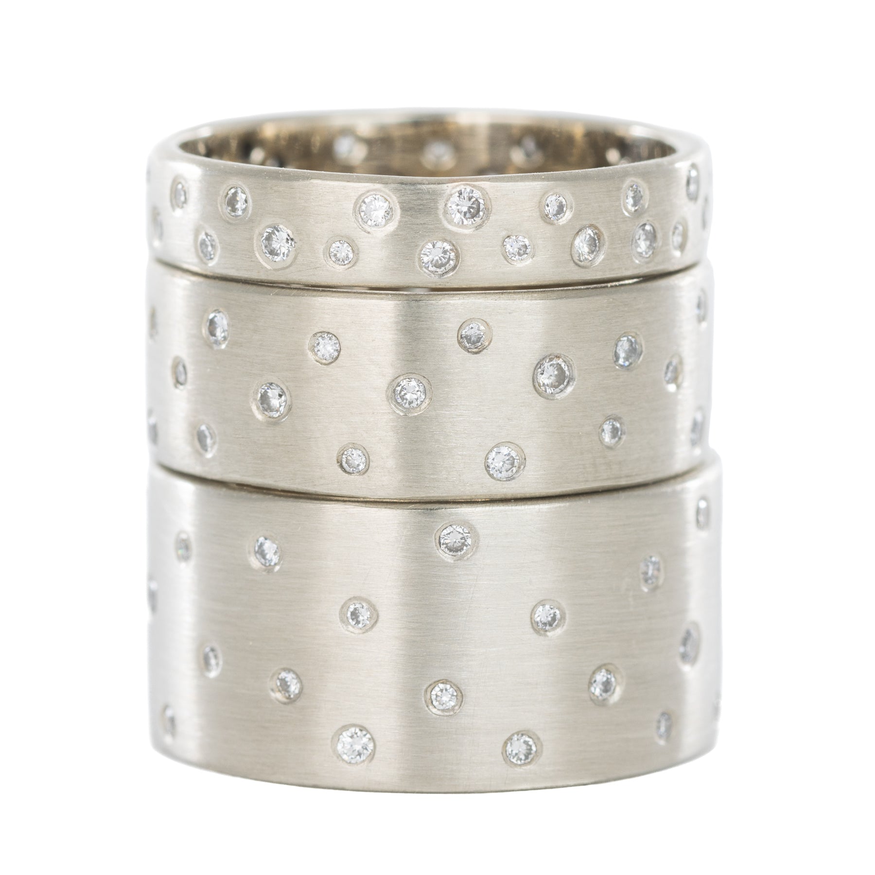 18kpw Scattered Diamond Band (Diamonds Half Way Around) - 7mm - KMJ Kate Maller Jewelry Jewelry - Rings