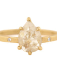 Rose Cut Pear Diamond Ring with Burnish Set Diamonds  - 18k Gold