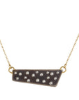Black + Gold Scattered Diamond Necklace on 14k Gold Chain - 18ky, Oxidized Silver + VS Diamonds