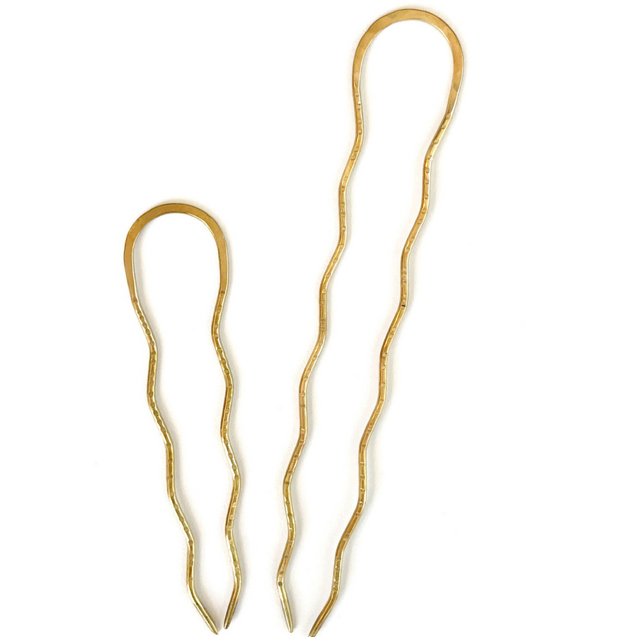 Hammered Brass Hair Pin