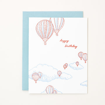 Birthday Hot Air Balloons Letterpress Card