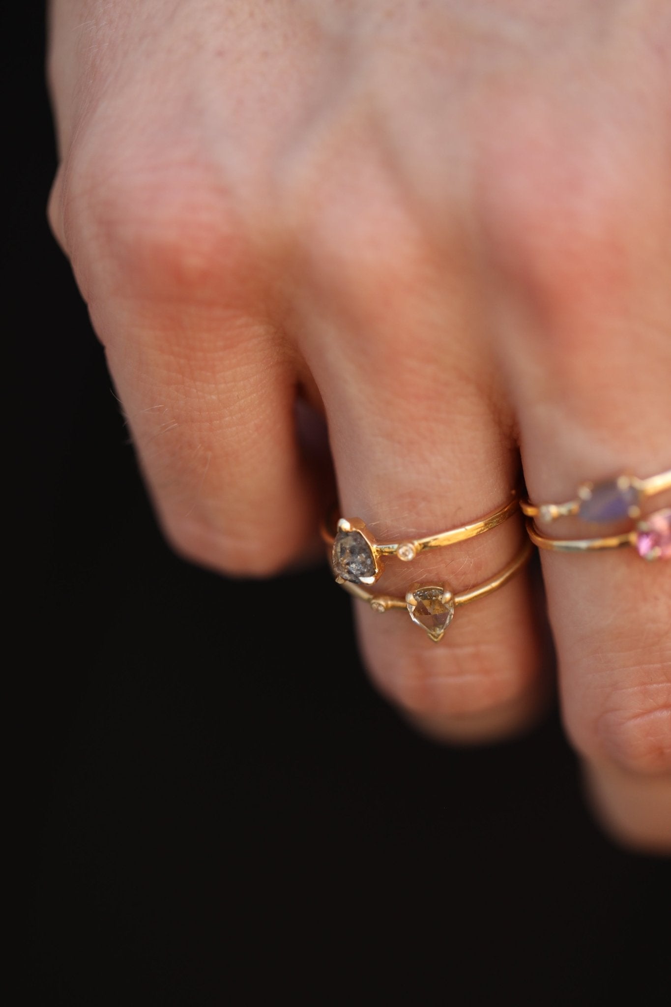Wink Translucent Rose Cut Diamond Ring - 18k Gold - KMJ Petite Baleine Jewelry - Bridal