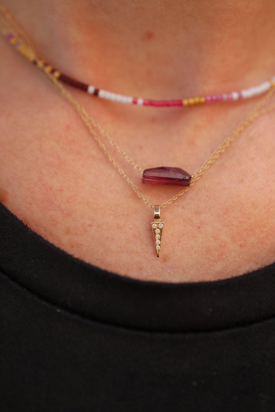 Brazilian Pink Tourmaline Necklace - 14k Gold