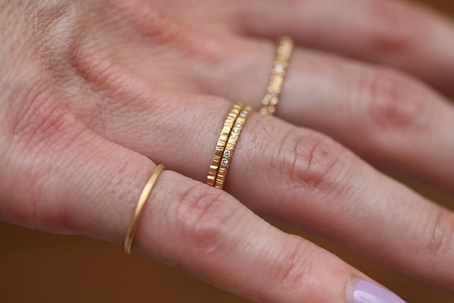 Aspen Wedding Stackers with Diamonds - 18ky Gold, 14kpw Gold + VS Diamonds