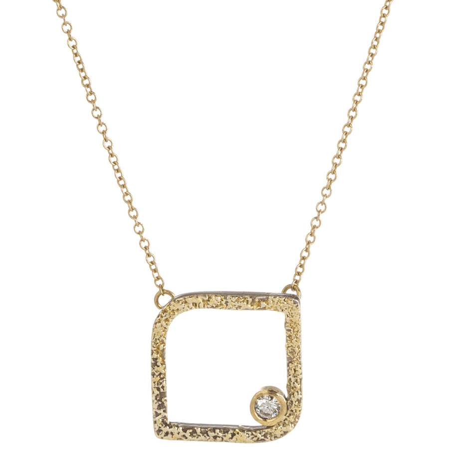 Mini Slice Square Necklace - 22ky, 18ky, Oxidized Silver + VS Diamond