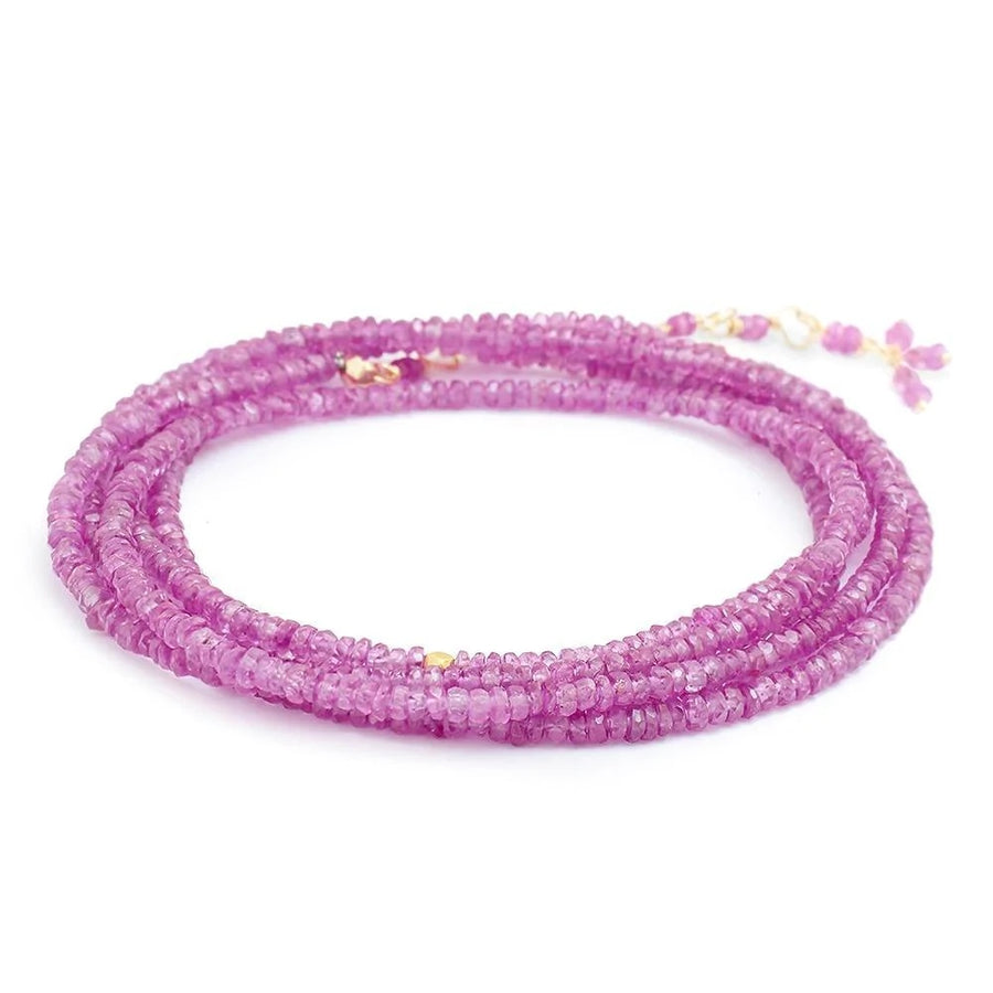 Pink Sapphire Wrap Bracelet-Necklace - 18k Gold + Pink Sapphire