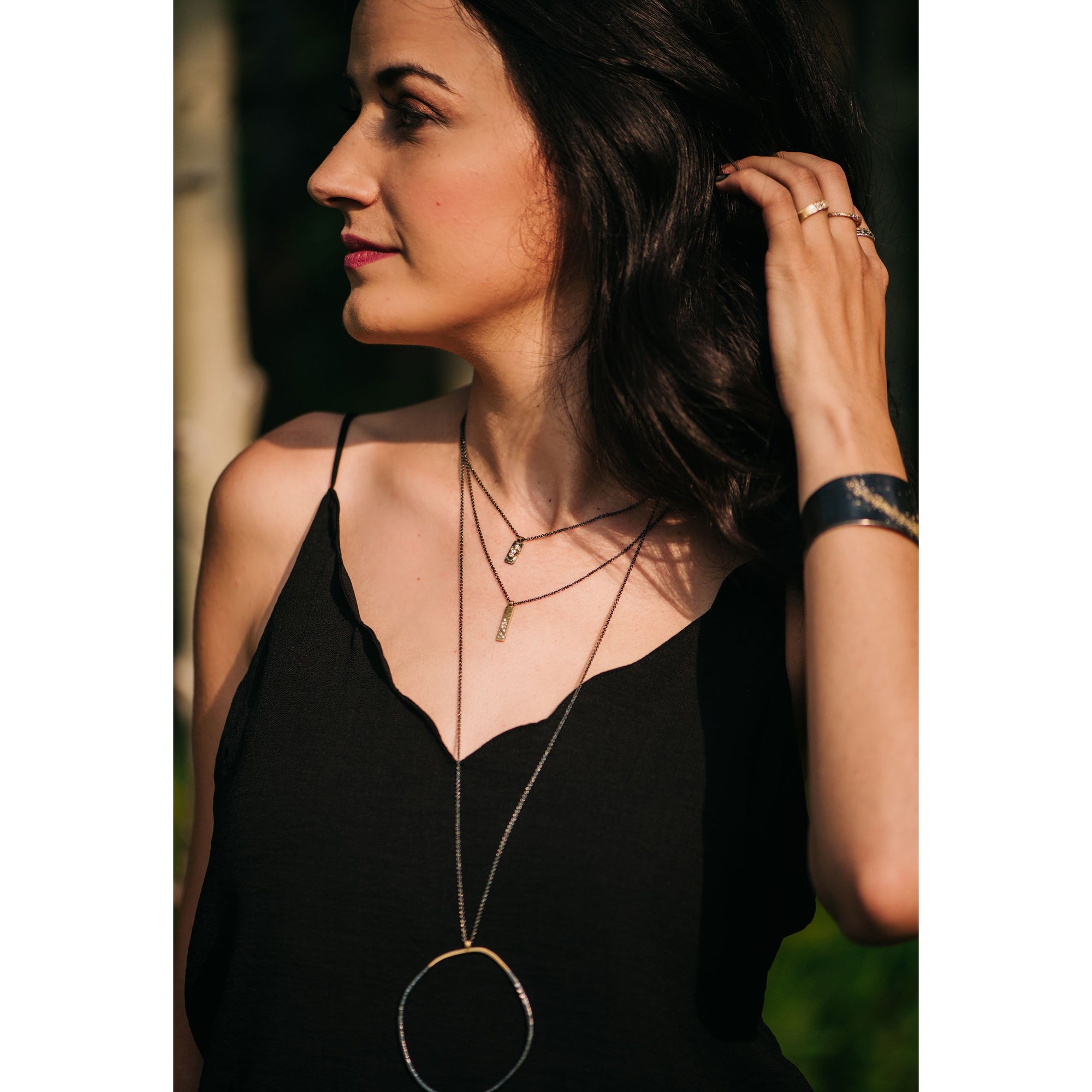Aspen Bauble Necklace - 18k gold, Oxidized Silver + Reclaimed Diamonds
