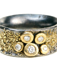 Aspen Bauble Ring - 22k/18k gold, Oxidized Silver + Reclaimed Diamonds