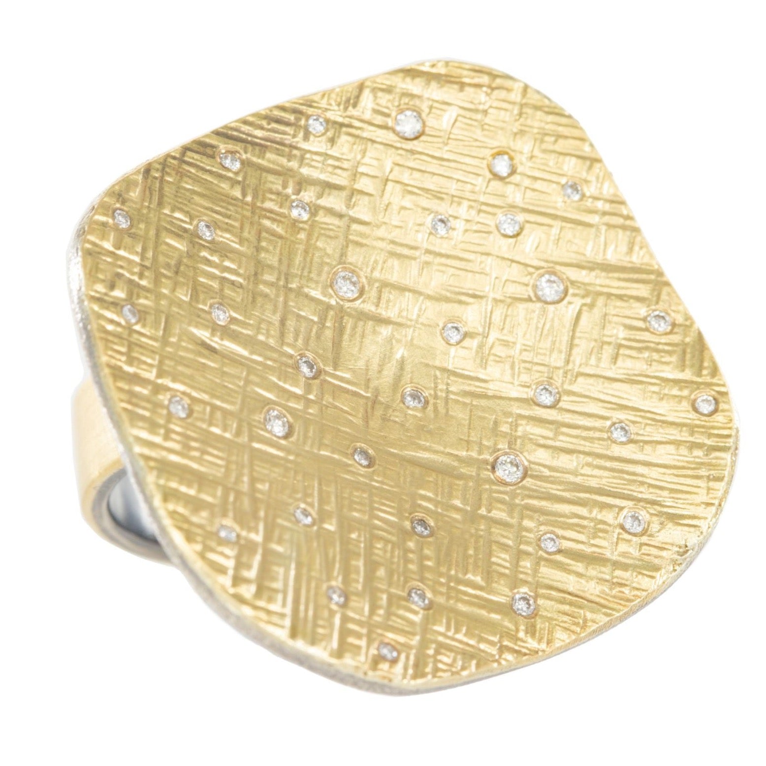 Aspen Squared Statement Ring - 14ky Gold, Oxidized Silver + Diamonds - KMJ Kate Maller Jewelry Jewelry - Rings