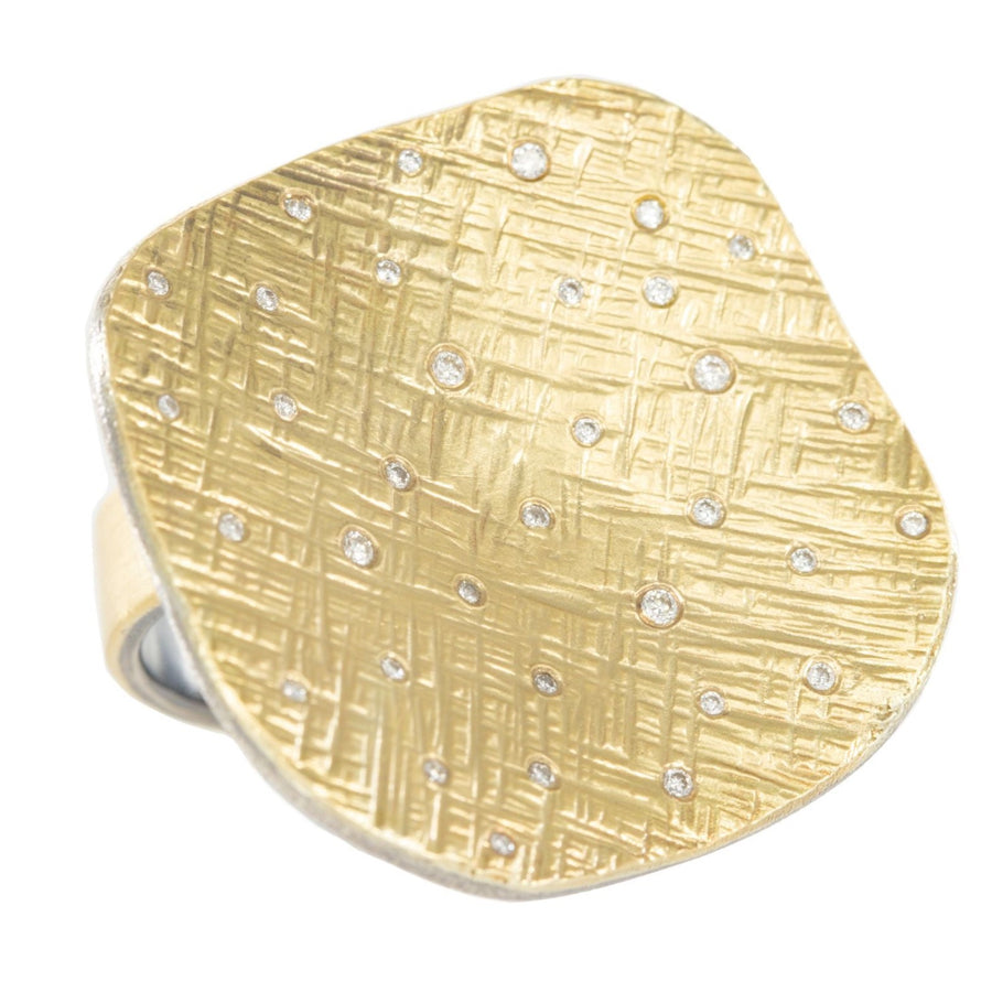 Aspen Squared Statement Ring - 18ky, Oxidized Silver + VS Diamonds